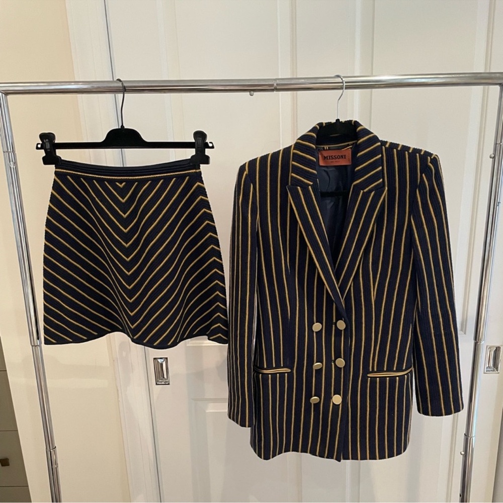Missoni Blue and Yellow Blazer Suit Jacket